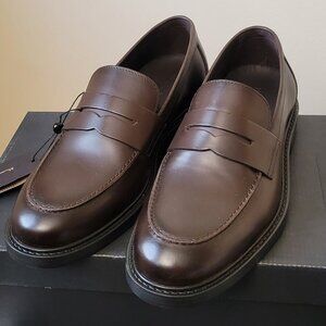 Massimo Dutti - Brown Leather Penny Loafers - Size 6 - NEW / NWT - Dark Academia